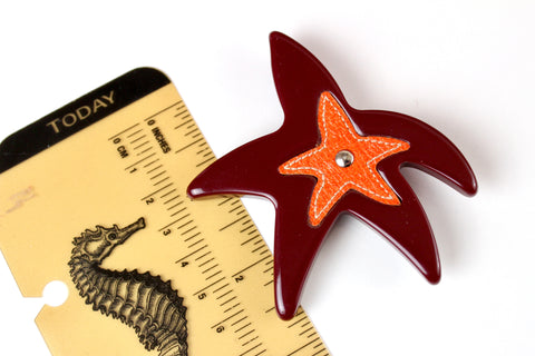 Prada made in Italy  Starfish Resin brooch with leather