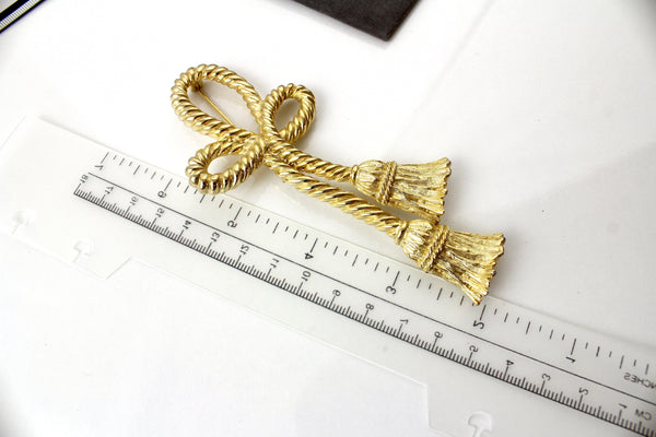 Givenchy Statement Large Matte Gold tone Tassel Brooch/Pin #2932