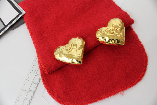 Vintage Christian Lacroix Large heart  earrings  clip on