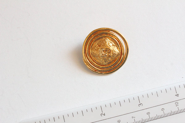 Vintage YSL Yves Saint Laurent, France gold tone   round  brooch  / Pin