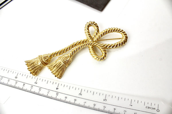 Givenchy Statement Large Matte Gold tone Tassel Brooch/Pin #2932