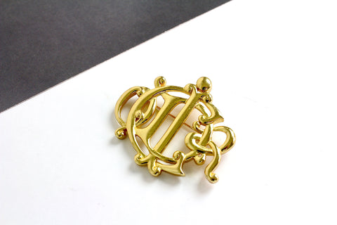 Vintage  Dior logo Gold-tone brooch  made in Germany  #2868