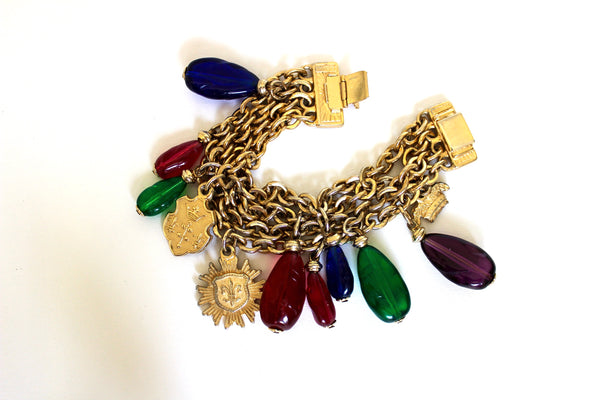 Vintage  signed Ben Amun Gripoix  style Charm Bracelet  #2739