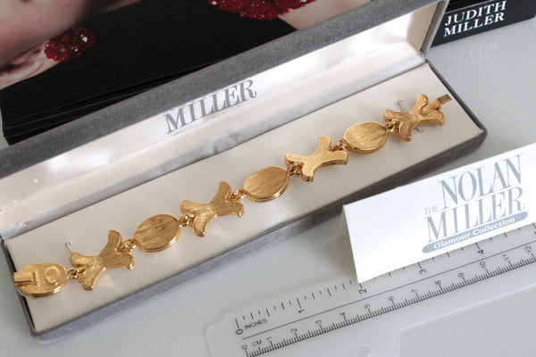 Glamour  Nolan Millers Gold Tone Crystal Bracelet  with faux Pearls #1182