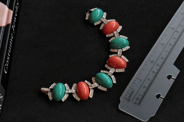 KJL Kenneth Jay Lane bracelet Coral & Turquoise cabochons