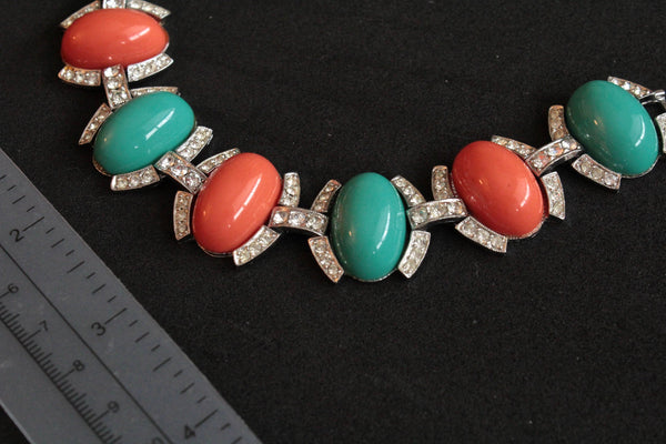 KJL Kenneth Jay Lane bracelet Coral & Turquoise cabochons