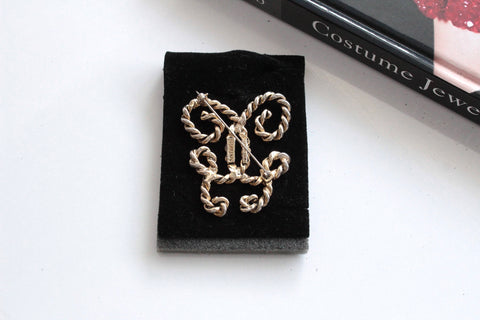 Guerlain   Gold Tone Monogram Logo  brooch/ Guerlain Couture  designer brooch    # 1526/2