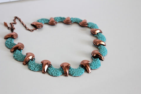 1950s-60s Matisse Renoir Copper and Turquoise Blue  sugar crystals , Enamel
