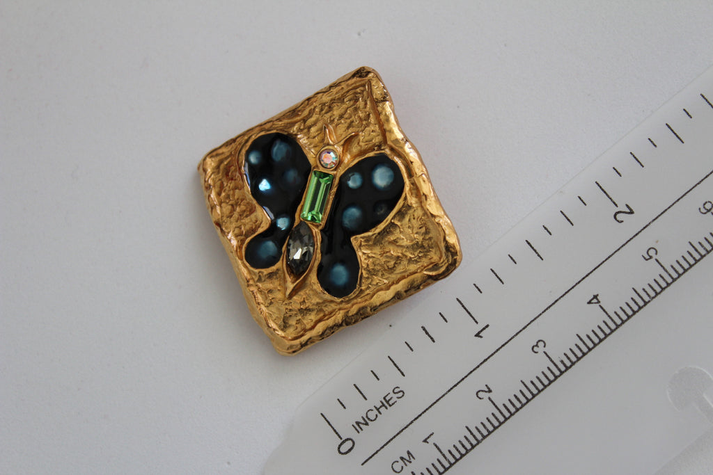CHRISTIAN LACROIX BLUE BUTTERFLY BROOCH $180.00