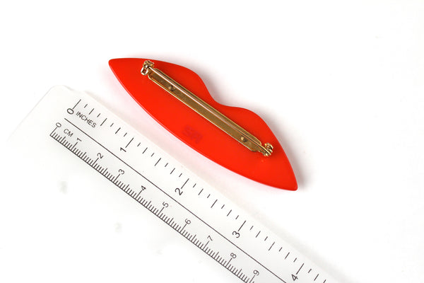 SONYA RYKIEL SR  logo Coral  Acrylic Resin Lips  brooch  High couture brooch