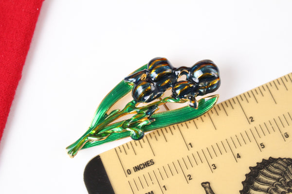 MFA Museum of Fine Arts Blue  Enamel Iris Flower   Brooch  #1286