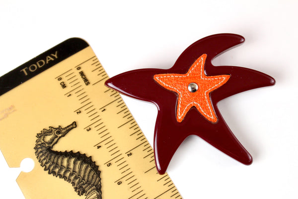 Prada made in Italy  Starfish Resin brooch with leather