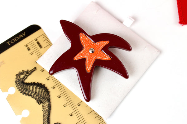 Prada made in Italy  Starfish Resin brooch with leather