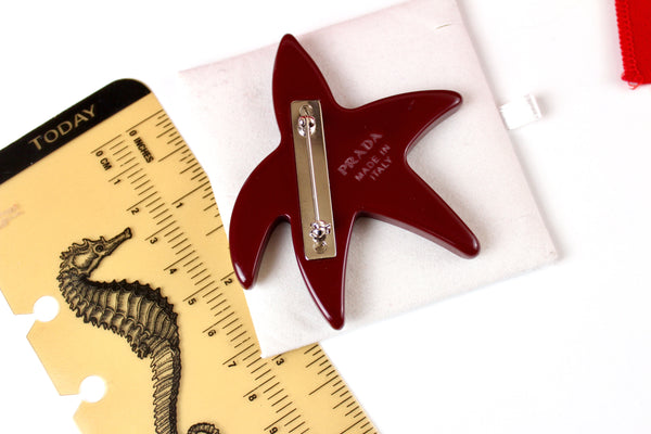 Prada made in Italy  Starfish Resin brooch with leather