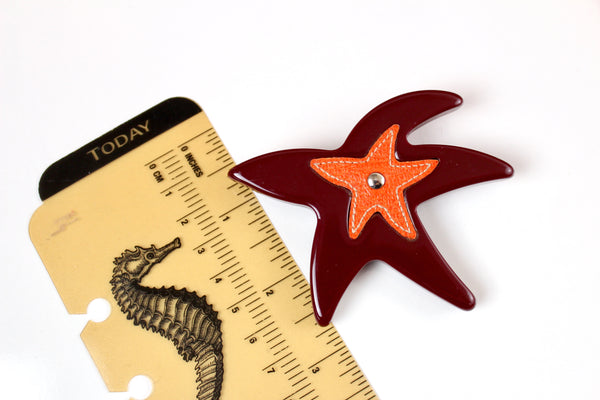 Prada made in Italy  Starfish Resin brooch with leather