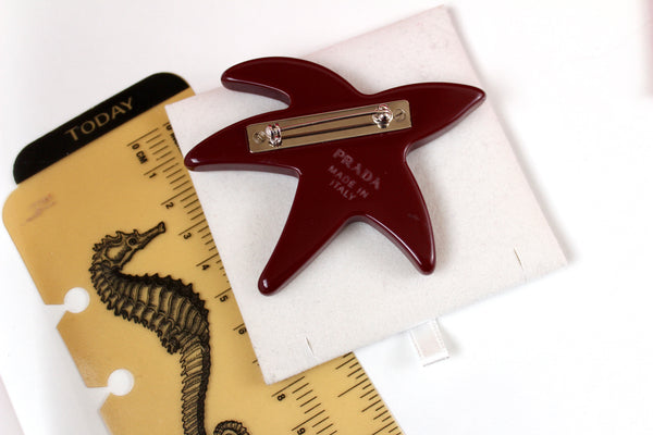 Prada made in Italy  Starfish Resin brooch with leather