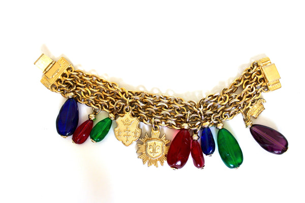 Vintage  signed Ben Amun Gripoix  style Charm Bracelet  #2737