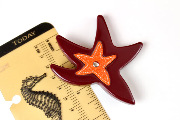 Prada made in Italy  Starfish Resin brooch with leather