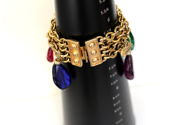 Vintage  signed Ben Amun Gripoix  style Charm Bracelet  #2737