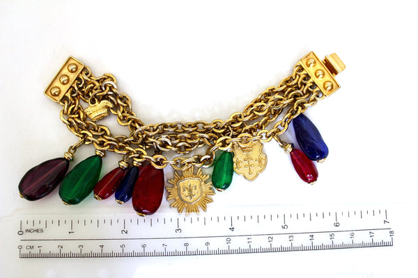 Vintage  signed Ben Amun Gripoix  style Charm Bracelet  #2737