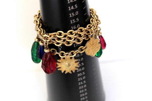 Vintage  signed Ben Amun Gripoix  style Charm Bracelet  #2737
