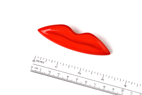 SONYA RYKIEL SR  logo Coral  Acrylic Resin Lips  brooch  High couture brooch