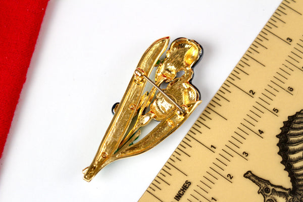 MFA Museum of Fine Arts Blue  Enamel Iris Flower   Brooch  #1286