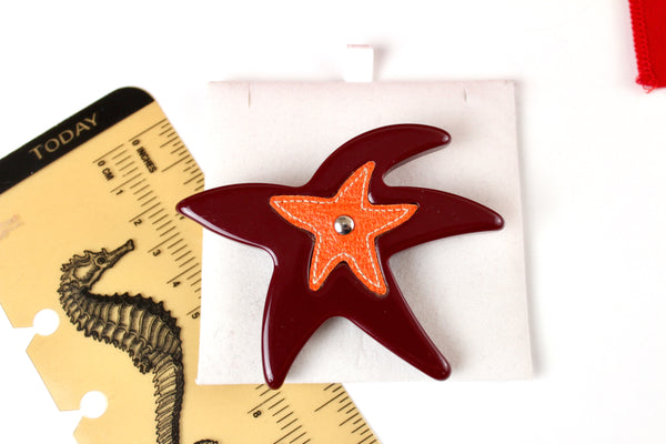 Prada made in Italy  Starfish Resin brooch with leather