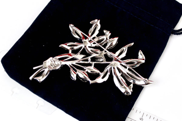 1941 Alfred Spaney for Trifari Flower Floral Huge Brooch with pave Crystal rhinestones
