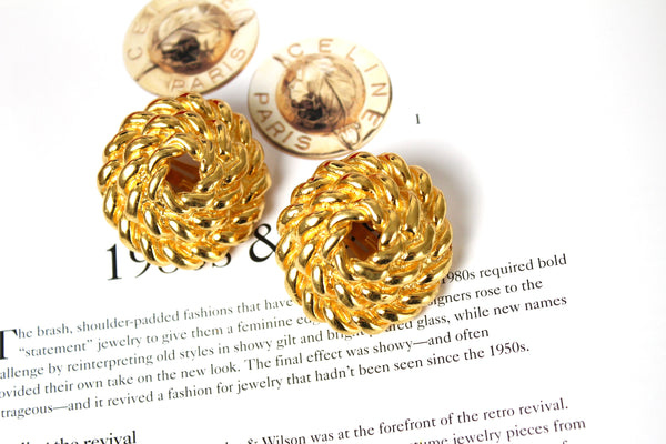 Vintage 1991 Celine Made in Italy  Iconic Earrings clip on  #2773