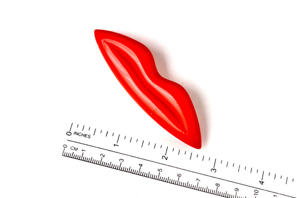 SONYA RYKIEL SR  logo Coral  Acrylic Resin Lips  brooch  High couture brooch