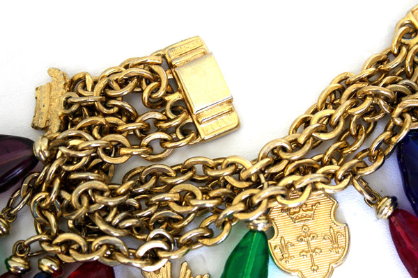 Vintage  signed Ben Amun Gripoix  style Charm Bracelet  #2737