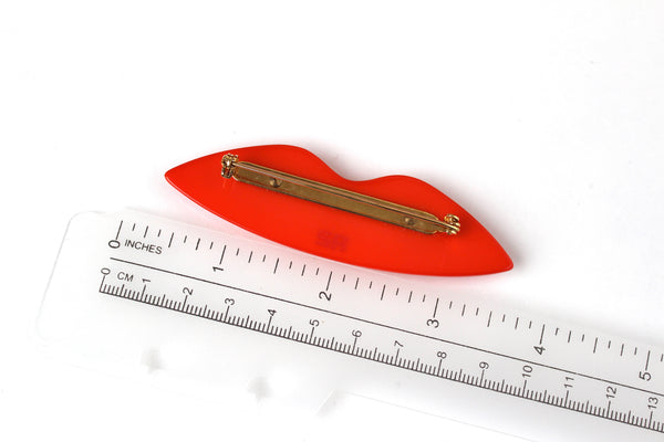 SONYA RYKIEL SR  logo Coral  Acrylic Resin Lips  brooch  High couture brooch