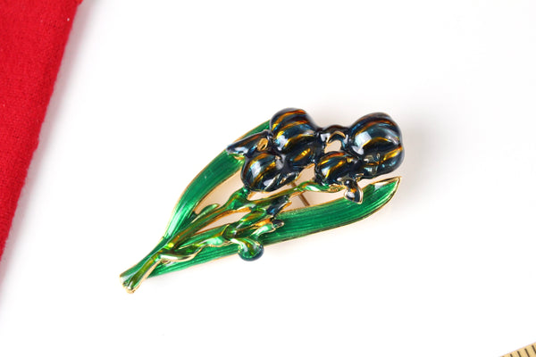 MFA Museum of Fine Arts Blue  Enamel Iris Flower   Brooch  #1286