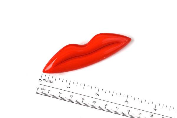 SONYA RYKIEL SR  logo Coral  Acrylic Resin Lips  brooch  High couture brooch