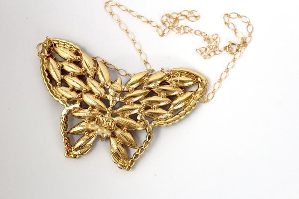 YSL Yves Saint Laurent Butterfly single earrings &  14KT Gold chain #2692