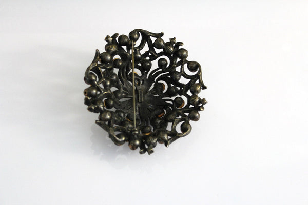 COUTURE Dark Topaz/Black BARRERA Swarovski CRYSTAL brooch #642