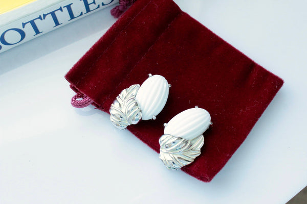 Schiaparelli White    Floral Earrings #2348
