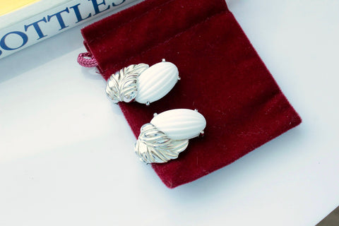 Schiaparelli White    Floral Earrings #2348