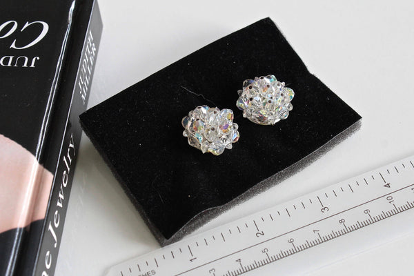 Laguna style AB Clear  faceted glass crystal Earrings Clip On # 1290/5