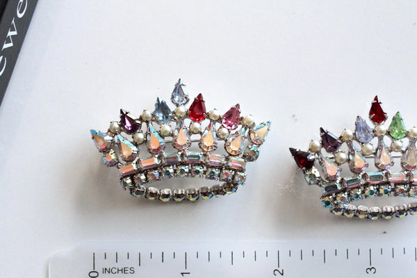 Retro Glam/  B. David  Set of  2 Brooches  / Pins with Aurora Borealis  rhinestones #1283