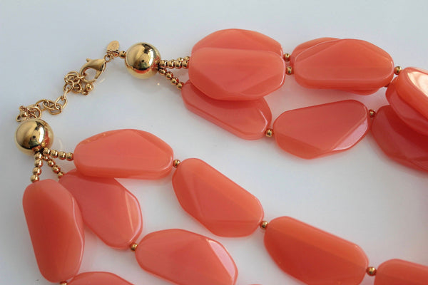 Magnificent  Statement Joan Rivers  Plastic/ Lucite Faux Coral  Bead Necklace #1755