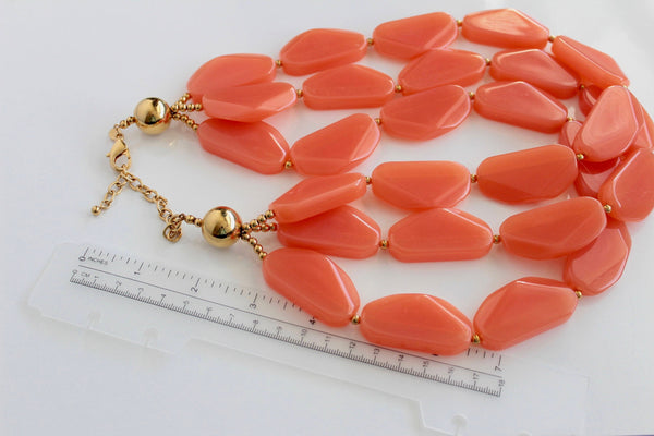 Magnificent  Statement Joan Rivers  Plastic/ Lucite Faux Coral  Bead Necklace #1755