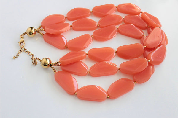 Magnificent  Statement Joan Rivers  Plastic/ Lucite Faux Coral  Bead Necklace #1755