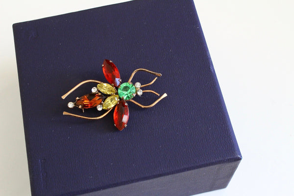 1950s Sterling by CoroCraft Insect/ Fly / Bee  large Brooch with rhinestones # 2045