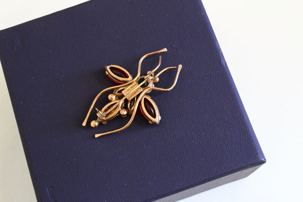 1950s Sterling by CoroCraft Insect/ Fly / Bee  large Brooch with rhinestones # 2045