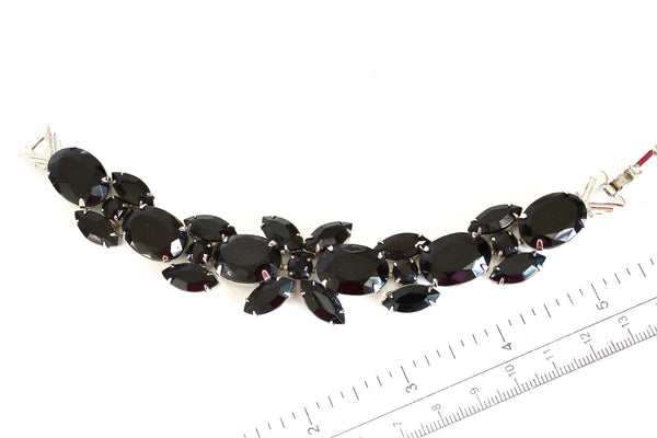 Weiss   Black Glass rhinestones  bracelet / Weiss  retro Black Glass bracelet #1922