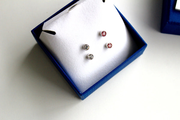 Set of 2 pairs Swarovski  Swan Logo Fashion Earrings / Original Box   #2011