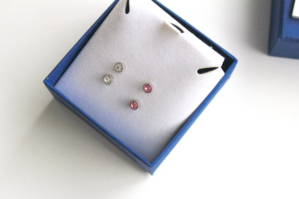 Set of 2 pairs Swarovski  Swan Logo Fashion Earrings / Original Box   #2011