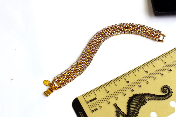 KJl Kenneth Jay Lane  Goldtone Mesh  bracelet  with crystal Rhinestones # 1908/3